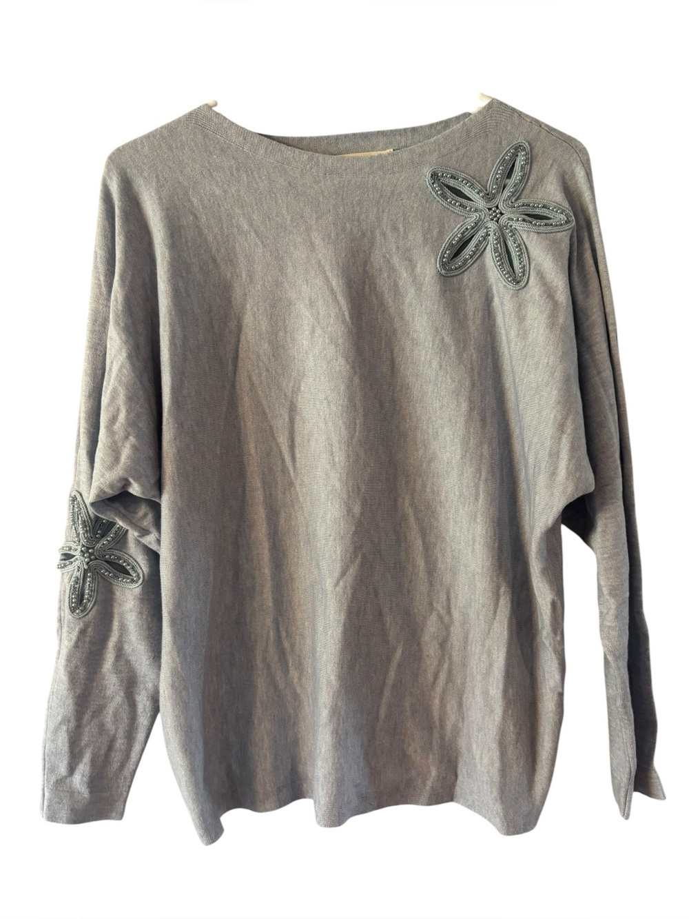La Vila Milano Light Blue Long Sleeve Embroidery Detail Blouse Size Medium